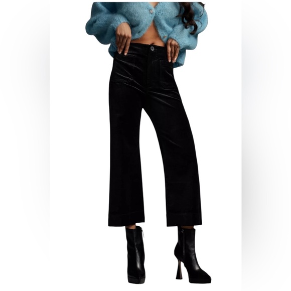 Anthropologie Maeve The Colette Velvet Crop Wide Leg Pants Size 31 Black Holiday - Picture 14 of 14
